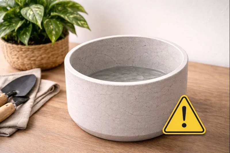 گلدان بدون سوراخ زهکشی باعث تجمع آب و پوسیدگی ریشه گیاه می‌شود