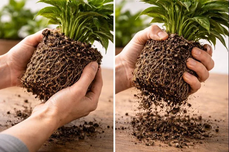 تکاندن شدید خاک و شستن ریشه‌ها باعث آسیب ریشه‌های مویی و پژمردگی گیاه می‌شود