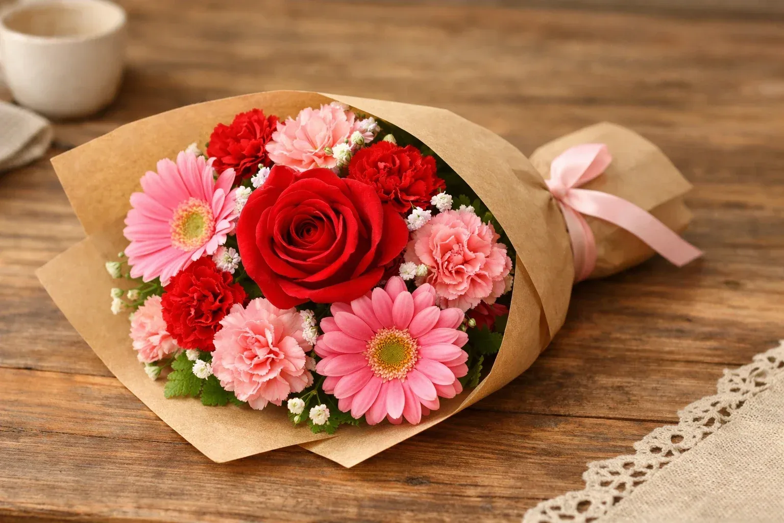 دسته گل اقتصادی و عاشقانه برای هدیه ولنتاین ارزان